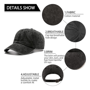 Chapeau de papa unisexe Ultrafun, casquette de baseball vintage en coton sergé lavé avec bord incurvé, blanc et uni pour les sports de plein air - Product Image 3