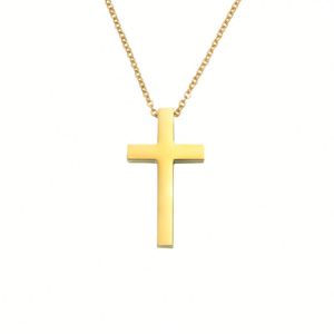 Engraved 18K Gold Plated Stainless Steel Charm Small Cross Christian Jewelry <b>Choker</b> Pendant Necklace for Women - Product Image 1