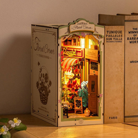 Robotime Rolife TGB09 Maison miniature d'angle florale, puzzles en bois 3D, bricolage, insert de bibliothèque, cadeaux de Noël pour enfants