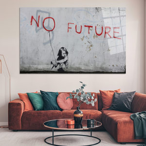 Impression sur toile de graffitis Banksy : No Future Street Art, Décoration politique urbaine, ART SUR VERRE TÉMPERÉ - Product Image 3