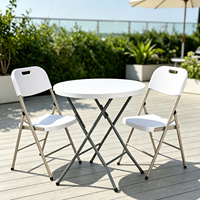 Table de bar pliante de qualité commerciale, plateau rond en aluminium, résistante aux intempéries pour l'extérieur, idéale pour les fêtes