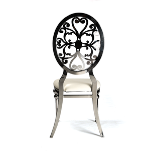 Vente en gros de chaises de mariage or et noir en acier inoxydable creuses avec coussin blanc en polyuréthane pour banquet d'hôtel - Product Image 5