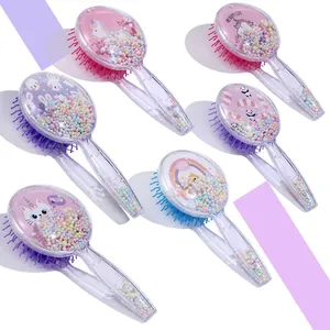 Custom color mini baby hair brush Plastic Round foam air cushion Scalp massage brush detangling hair brush for girls