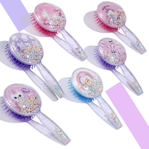 Custom color mini baby hair brush Plastic Round foam air cushion Scalp massage brush detangling hair brush for girls