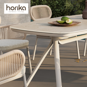 Foshan di lusso all'aperto tavolo da pranzo Set con struttura in alluminio corda tessuto moderno Patio giardino tavolo da pranzo e sedia Set - Product Image 3