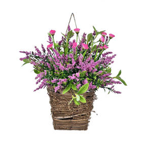 2026 Panier suspendu pour couronne de porte, style printemps, avec baies roses <span class=keywords><strong>et</strong></span> fleurs sauvages, décorations pour la maison <span class=keywords><strong>et</strong></span> la véranda - Product Image 1
