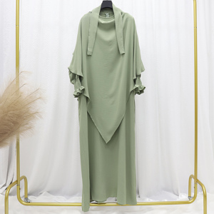 Completo Abito Musulmano Due Pezzi 2025: Jilbab Casual di Alta Qualità in Crepe con Vestito Lungo Interno - <span class=keywords><strong>Abbigliamento</strong></span> Donna - Product Image 6