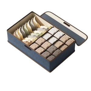 Bleu marine 17 cellules cloison grande boîte de rangement de vêtements étui en tissu pliable pour soutiens-<span class=keywords><strong>gorge</strong></span> sous-vêtements pour rangement de garde-robe - Product Image 1