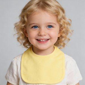 مريلة أطفال بيضاء للجنسين مصبوغة بلون واحد صديقة للبيئة مع إمكانية تخصيص النص الشخصي مصنوعة من القطن للتغذية - Product Image 3