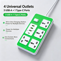 Stop Kontak Universal Grosir 4 Soket AC 3 USB 1 Type-C Dapat Dipasang di Dinding Soket Ekstensi Multi Colokan untuk Rumah Kantor Perjalanan