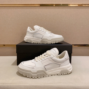 Baskets décontractées pour femmes en cuir de vachette véritable première couche, à semelle épaisse, bout blanc, lacets avant, nouvelle collection printemps 2025, polyvalentes - Product Image 5