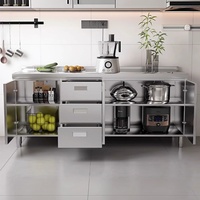 Armoire de rangement intégrée en acier inoxydable 304/201, armoire tout-en-un en acier inoxydable pour cuisine et cantine