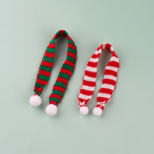 Écharpe et bonnet en laine tricotée gaufrée pour mini-poupée, accessoire de Noël, décoration DIY pour bouteille de vin, tissu doux, lavage à la main uniquement - Product Image 2
