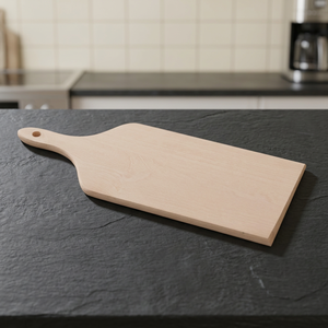 Tagliere in Legno di Faggio Naturale 33,5x14cm DEMOLLI Made in Italy con Manico in Metallo Multiuso Ecologico con Etichetta in Cartone - Product Image 3