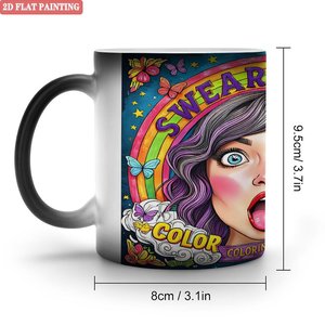 Mug à thé de voyage portable, noir givré, 11 oz, céramique, sensible à la chaleur, tasse magique changeante de couleur - Product Image 1