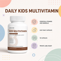 Complément alimentaire multivitaminé pour enfants OEM Kids Daily Nutrition, vitamines A, C, D3, E, B6, B12, zinc, 90 capsules, facile à utiliser.