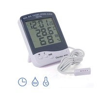 Thermomètre hygromètre numérique de grande taille pour intérieur et extérieur de haute qualité avec affichage de l'horloge PMTC-SH109