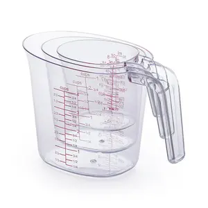 Set di gadget da cucina con misurino in vetro da 3 pezzi misurini liquidi in plastica impilabili con manico per cucinare cuocere