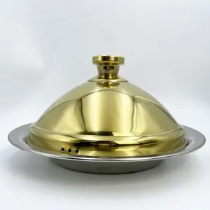 Thép không gỉ inox vàng Tajine cảm ứng 2024 ramada đồ nấu nướng Arabic Tunisia tagine nồi