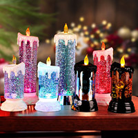 Bougies LED Électroniques Flottantes Sans Flamme à Paillettes Liquides pour Décoration d'Intérieur, Veilleuses de Noël en Gros
