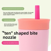Bouteille d'eau isotherme portable pour enfants de 355 ml (12 oz), sans BPA, avec couvercle anti-fuite et paille flexible en acier inoxydable