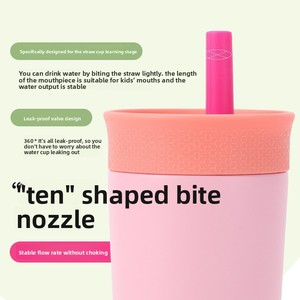 Portable 12oz 355ml Insulated Kids Water Bottle BPA-Free Spill-Resistant Lid Flexible Straw Stainless Steel <strong>Cup</strong> - Product Image 2