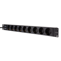 Neuf prises Schuko dans une unité de rack 19 pouces 1U PDU 16A 250V Type F allemand DIN 49440 Panneau de sortie pour armoire de rack