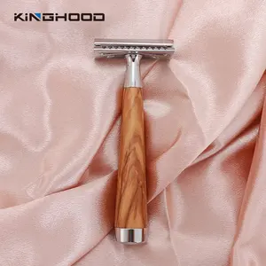 Barber Manual Men Ecofriendly Wooden Handle Shave Bamboo Double Blade Safety Razor Rasierer