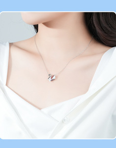 S925 Sterling Silver Romantic Swan Pendant <b>Necklace</b> With Shining Colorful Crystal Trendy <b>Fine</b> Jewelry For Women Anniversary Gift - Product Image 4