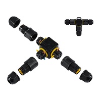 Conector de alimentación impermeable IP68 de 2 P, 3 pines, tipo T, conector rápido sin tornillos de 3 vías para cámara de seguridad, cableado de jardín, paneles solares