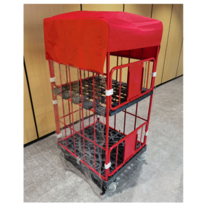 Chariot logistique industriel robuste en métal avec panier en treillis métallique et roues pour entrepôt et usine - Product Image 5