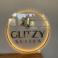 Enseignes murales rondes personnalisées en acrylique rétroéclairées par LED pour entreprises, bureaux, magasins, salons de manucure, coiffure et studios