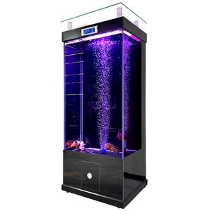Aquarium ultra-blanc et ultra-transparent pour poissons rouges dans le salon - Aquarium sur pied avec éclairage LED et système de filtration - Product Image 6
