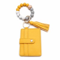 Set Hadiah Dompet Gantungan Kunci Tempat Kartu Gelang Silikon Motif Marmer Mewah