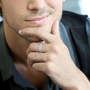 不锈钢旋转器戒指月亮星星坐立不安戒指压力缓解订婚男女结婚承诺5-12号 - Product Image 2