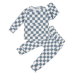 <span class=keywords><strong>Pigiama</strong></span> per bambini in cotone di bambù <span class=keywords><strong>2</strong></span> <span class=keywords><strong>pezzi</strong></span> comodo abbigliamento per bambini Set Jogger a scacchi abbigliamento per bambini inverno - Product Image 3