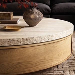 طاولة قهوة دائرية من الخشب الصلب، من أثاث غرفة المعيشة العصري، طاولة وسط للاستخدام في غرفة المعيشة والمكتب - Product Image 6