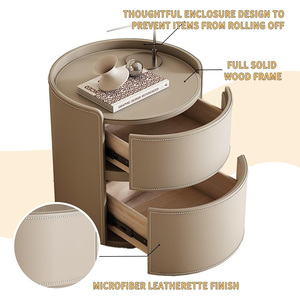 Bắc Âu Đồ Nội Thất Nhỏ Hiện Đại Vòng Lưu Trữ Cuối Bàn Bằng Gỗ Tối Giản Bàn Cạnh Giường Ngủ Với 2 Ngăn Kéo - Product Image 3