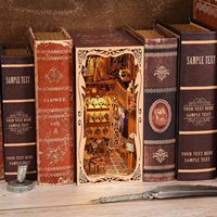 CAYI 2025 Kit de coin de livre de garde-robe de la duchesse maison de poupée Booknook 3D Puzzle en bois bricolage Nook livre étagère insérer avec lumière