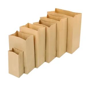 Venta al por mayor de bolsas de embalaje de papel Kraft de calidad alimentaria con impresión personalizada, fabricantes de bolsas de compras de papel para galletas baratas