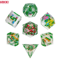 Ensemble de 7 dés polyédriques personnalisables en résine, thème Noël, dragon et donjon, pour jeux de société