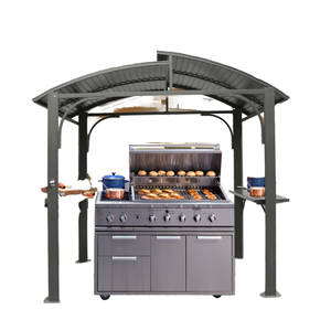Linya 8x5FT Hardtop BBQ Grill <b>Gazebo</b> <b>Tent</b> Outdoor Waterproof Durable Double Galvanized Steel Roof 2 Side- Shelves Pergola Canopy - Product Image 1