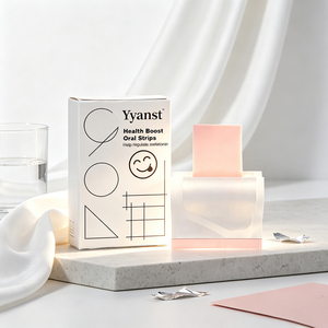 Bandes buccales dissolvables à base de plantes pour le soulagement de l'acidité, 30 bandes, motif géométrique blanc imprimé, bordure rose, complément alimentaire - Product Image 6
