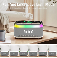 Support de bureau multifonctionnel, chargeur de téléphone sans fil, lampe 3 en 1, veilleuse RGB, réveil, charge sans fil pour téléphone portable