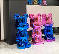 Statue d'art moderne en résine, grand format, motif ours 'Violent Bear', style dessin animé, tirelire décorative pour la maison, sculpture d'art animé
