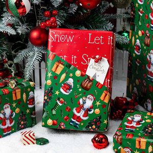 Christmas <b>Wrapping</b> <b>Paper</b> Reversible Green Santa Design 17 In X 32.8 Ft Gift Craft Packaging Recyclable - Product Image 3
