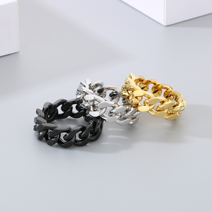 BM Fashion Jewelry Neo-Gothic Stainless Steel Cluster <b>Rings</b> Channel <b>Set</b> Crystal Rhinestone Chunky Chain for Women <b>Men</b> - Product Image 4