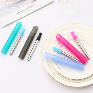 Gran oferta, juego de pajitas telescópicas de Metal, pajitas plegables portátiles de acero inoxidable para beber, para viajar con cepillo - Product Image 4