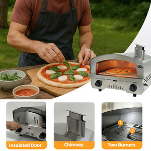 Four à pizza moderne au gaz, portable, en acier inoxydable, 16 pouces, avec pierre à pizza pour restaurant - Product Image 3