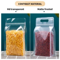 Sac refermable refermable en plastique de qualité alimentaire avec fermeture à glissière pochette à café transparente pour bonbons pour nouilles au sucre café argent